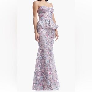 Dress the Population embroidered  sequin floral mermaid gown